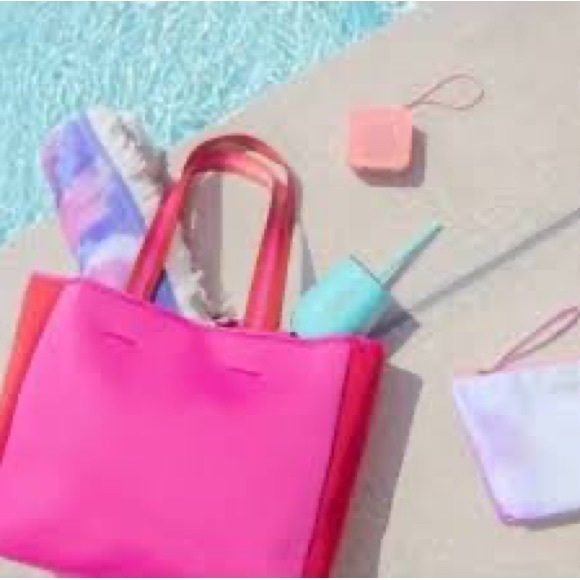 Summersalt Neoprene Beach Tote pink/red two tone NWT - Picture 4 of 6